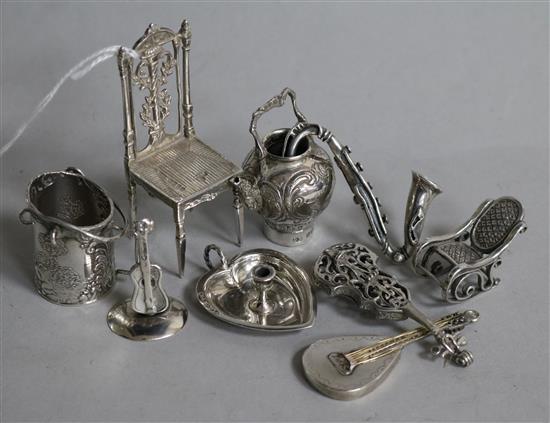 A collection of miniature silver and other novelties,